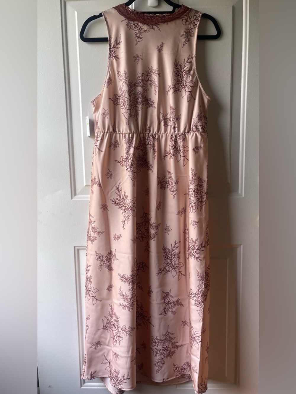 NWT Old Navy Blush Pink Floral Satin Midi Dress - Picture 5 of 6